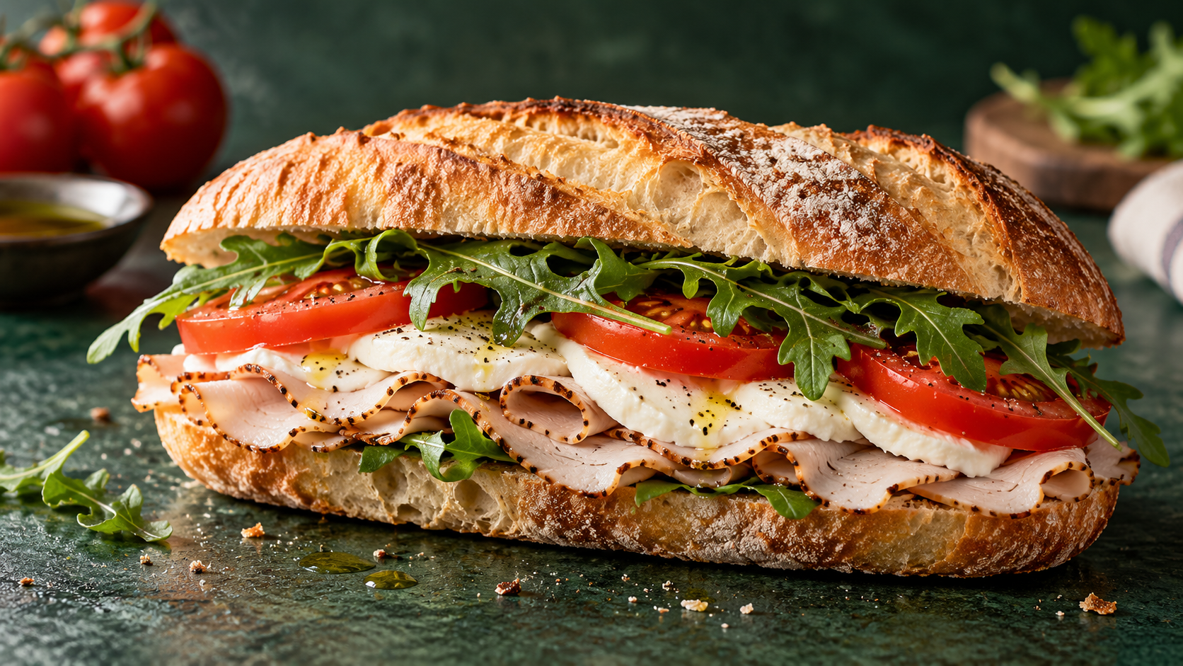 Fresh Tuscan bread sandwich